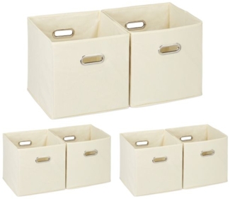 6 x Aufbewahrungsbox Stoff beige