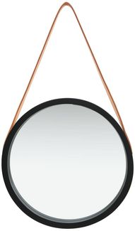 vidaXL Wandspiegel mit Gürtel 40 cm Schwarz 320363