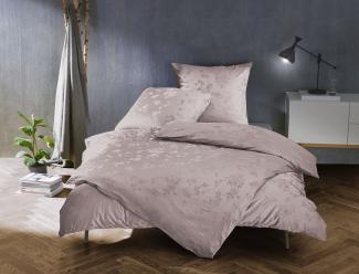 Bettwaesche-mit-Stil Mako Satin Jacquard Damast Bettwäsche Zoé Rose – puder – Garnitur 140x200 + 70x90 cm