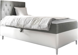 Boxspringbett 'Lenda Junior 1', grau, 90 x 200 cm, Links