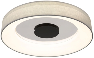LED Deckenleuchte, Dimmbar, Lautsprecher, Textil, D 46,8cm