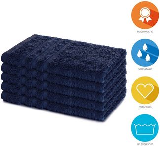 Lavea Gästehandtuch Elena, 30x50cm aus 100% Baumwolle, fusselfreies, pflegeleichtes hautfreundliches Gästehandtuch-Set (Set, 5-St), einzigartig weiche Frottee Gästehandtücher für jeden Hauttyp