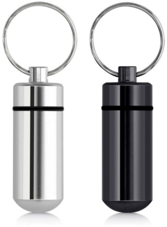 kwmobile Pillendose 2x Metall Pillendose (2 St), 4,8 x 1,7 x 1,7 cm - Tablettendose Box - Pillenbox Aluminium