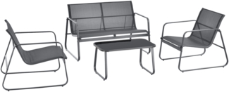 DELUKE® Gartenmöbel Set 4-teilig HEKO - Wetterfest, Stahl | Gartenbank Gartentisch Gartenstühle Balkonmöbel Set 4 Personen Balkontisch Outdoor Sitzgarnitur 4er Sitzer, Anthrazit