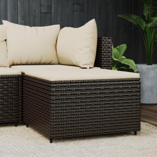 vidaXL Gartenhocker mit Kissen Braun Poly Rattan