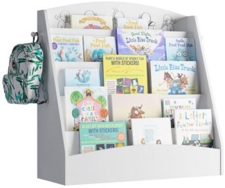 radelldar Bücherregal Kinderbücherregal mit 5 offenen Ablagen und Haken,80x30x75cm