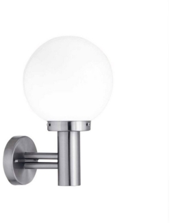 SellTec LED Außen-Wandleuchte Wandleuchte TANO Außenlampe, wetterfest, ohne Leuchtmittel, individuell bestückbar, Edelstahl Glaskugel E27 Fassung, klassisch IP44