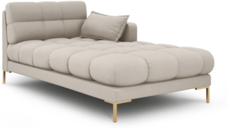 Micadoni Recamiere Mamaia 1-Sitzer Rechts Strukturierter Stoff Beige Metall Gold