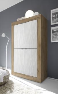 Highboard >Belinda< in Mercure Holzstruktur / Weiss - 102x162x43cm (BxHxT)