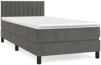 vidaXL Boxspringbett mit Matratze Dunkelgrau 90x190 cm Samt 3141396