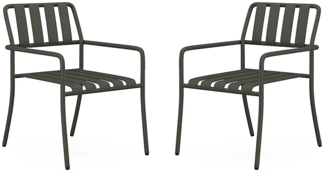 Vente-unique - Gartensessel stapelbar 2er-Set - Metall - Anthrazitgrau - BIRMOS von MYLIA