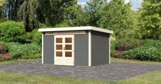 Gartenhaus Kandern 7 - 364x244 cm, 28 mm Holz terragrau, Karibu