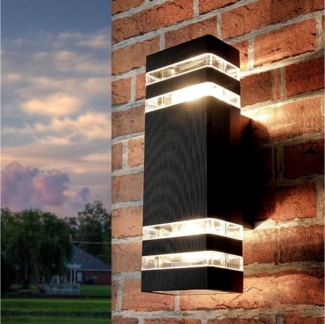 Licht-Erlebnisse Außen-Wandleuchte RIO, ohne Leuchtmittel, Moderne Wandlampe Up & Down für außen eckig in Anthrazit Lampe