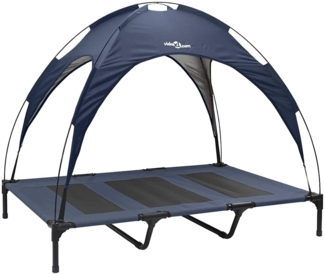 vidaXL Erhöhtes Hundebett mit abnehmbarem Dach Marine Blau XL Stahl 42008180