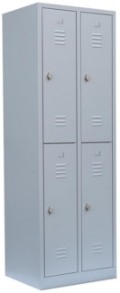 Steelboxx Spind 4 Fächer Garderobenschrank Spindschrank Schließfachschrank (1-St) Komplett verschweißt und montiert - keine Montage erforderlich