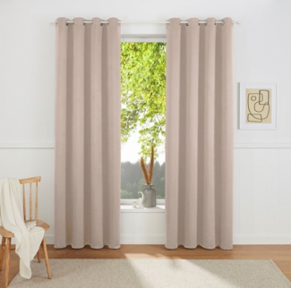 my home Gardine SOLA, Ösen (2 St), verdunkelnd, Polyester, Schal einfarbig, Verdunkelung, Überbreite. 1er/2er Set Gardinen