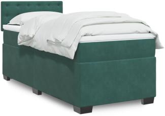 vidaXL Boxspringbett mit Matratze Dunkelgrün 90x190 cm Samt 3286189