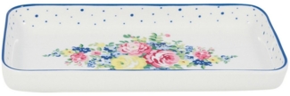 Greengate Servierplatte Laura Tablett weiss 24,5cm, Stoneware, (Tabletts)