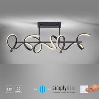 JUST LIGHT 19032-18 LED Deckenleuchte CURLS schwarz 3000K Simply Dim