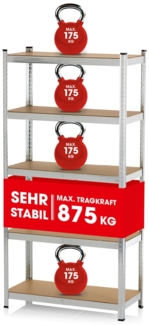 EASYmaxx Schwerlastregal 180 x 90 x 40 cm | 875 kg Traglast, 175 kg pro Ebene | Regal und Werkbank | Kellerregal, Lagerregal mit 5 verstellbaren Ablagen | Für Keller, Garage, Hobbyraum, Werkstatt