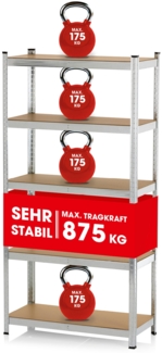 EASYmaxx Schwerlastregal 180 x 90 x 40 cm | 875 kg Traglast, 175 kg pro Ebene | Regal und Werkbank | Kellerregal, Lagerregal mit 5 verstellbaren Ablagen | Für Keller, Garage, Hobbyraum, Werkstatt