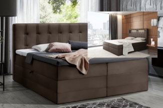 99rooms Hugo Boxspringbett Velours JASMINE 200x200 cm Braun