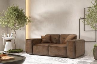 Sofa Designersofa CESINA 2-Sitzer in Stoff Gobi (Vintage Look) Braun