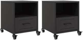 vidaXL Nachttische 2 Stk. Schwarz 36x39x43,5 cm Stahl 846705