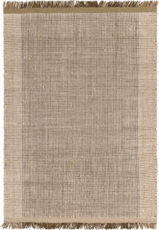 Wollteppich Handgewebt | Fransiger Teppich aus Wolle | Flauschiger Wollteppich | Naturmaterial-Design | Olivgrün, 120x170 cm, 4mm Florhöhe | PISA Kollektion von Kadima Design