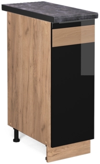 Apothekerschrank Fame-Line Schwarz Eiche hochglanz 30 cm , AP Anthrazit Vicco