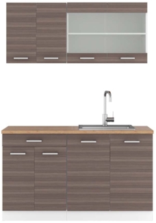 Küchenzeile R-Line Edelgrau/Weiß 140 cm , AP Eiche Vicco