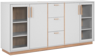 Finori Sideboard Split 51B, Steingrau, Dekor Jackson Hickory, Modern, ABS-Kante, 204 x 94 x 40 cm