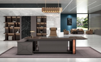 JVmoebel Eckschreibtisch Büro Einrichtung Chef Zimmer Möbel Schreibtische Möbel Dunkelbraun, Made in Europa