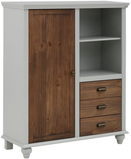 loft24 Highboard Marlin, Mehrzweckschrank, Schrank, Kiefer, 3 Schubladen, 1 Tür, Landhaus