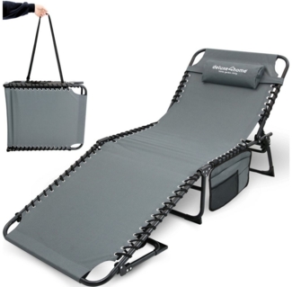 deluxe4home Gartenliege Sonnenliege 5-stufig Verstellbar I Liegestuhl Anthrazit Campingliege, Verstellbar