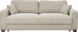 Sofa Carrara von ED Exciting Design mit Schlaffunktion, Liftbeschlag, Bettkasten und Mikrofaserbezug Ambience Fareb Ivory
