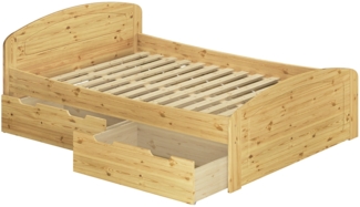 Funktions-Doppelbett Überlänge 200x220 Bettkasten Bettgestell Massiv Zubehör wählbar V-60.50-20-220Rollrost inkl.