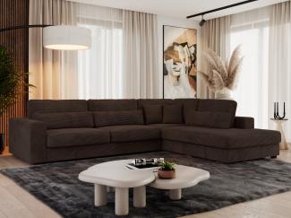 Freistehendes Ecksofa mit lose Kissen, L-form - SAVONA - rechts - Braun Cord