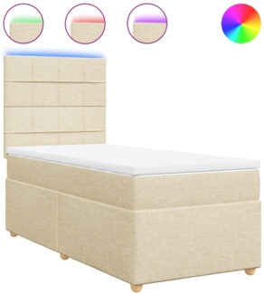 vidaXL Boxspringbett mit Matratze Creme 90x200 cm Stoff 3293468