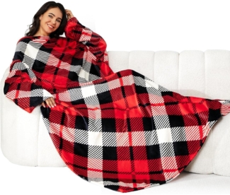 Kuscheldecke mit Ärmeln 140x170cm, Weich Warm Flauschig, TV Decke Spar