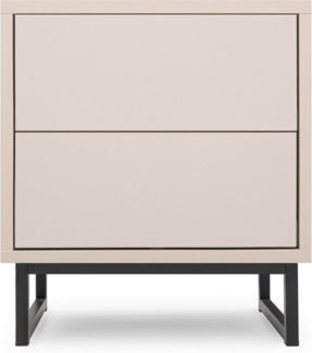Deine Möbel 24 Nachttisch GENEVE Nachtkommode Nachtkonsole 43 cm brei GENEVE-Kollektion (Set, 2-St, mit 2 Schubladen Sandbeige Beige Dunklegrün), ideal für Ihr Schlafzimmer