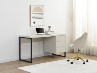 Vente-unique - Schreibtisch mit 3 Schubladen - MDF & Metall - Beige & Schwarz - TIMFIA von Pascal Morabito