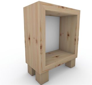 Nachttisch Nachtkommode Nachtkästchen mit Rückwand ohne Zwischenboden mit Füße ohne Türe Zirbe