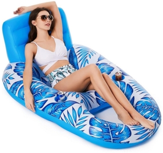 SIKAINI Luftmatratze Aufblasbarer Pool-Lounge, (Praktischer Getränkehalter erfekt für Pool & See), Integrierte Rückenlehne Schnell aufblasbar & tragbar