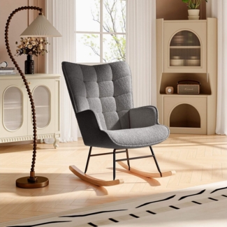 Furnishings Home Schaukelstuhl Polsterstuhl Sessel Stillsessel (Schaukelstuhl mit hoher Rückenlehne), Kopfstütze und Sitzkissen Teddyplüsch
