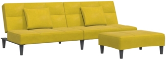 vidaXL Schlafsofa 2-Sitzer mit Fußhocker Gelb Samt 3258114