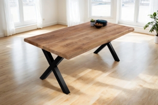 Esstisch Baumkante massiv Mango 200 x 100 X-Gestell schwarz CALI 140107704