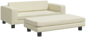 vidaXL Kindersofa mit Hocker Creme 100x50x30 cm Kunstleder 3196415