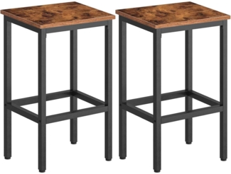 HOOBRO Barhocker 2er Set Vintage Dunkelbraun Küchenstühle 65cm Sitzhöhe