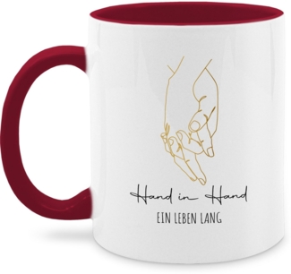 Shirtracer Tasse Hand in Hand ein leben lang, Liebe, Partnerschaft, Lebenspartnersch, Keramik, Pärchen
